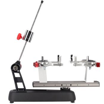 Right side view of the Gamma Momentum 6 stringing machine with 6-point mounting and lever-based tensioning system